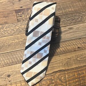 Elegant Black and Cream Striped Tie
